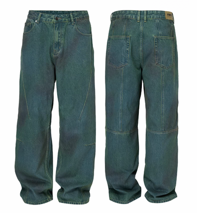 F2CE Handmade Gradient Dyed Washed Baggy Jeans | Face 3 Face