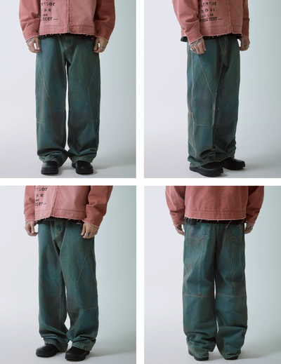 F2CE Handmade Gradient Dyed Washed Baggy Jeans | Face 3 Face