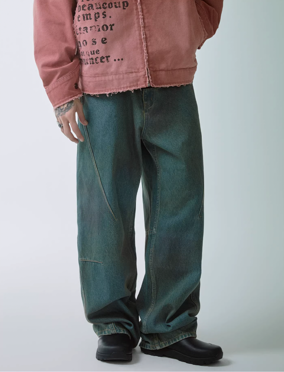 F2CE Handmade Gradient Dyed Washed Baggy Jeans | Face 3 Face