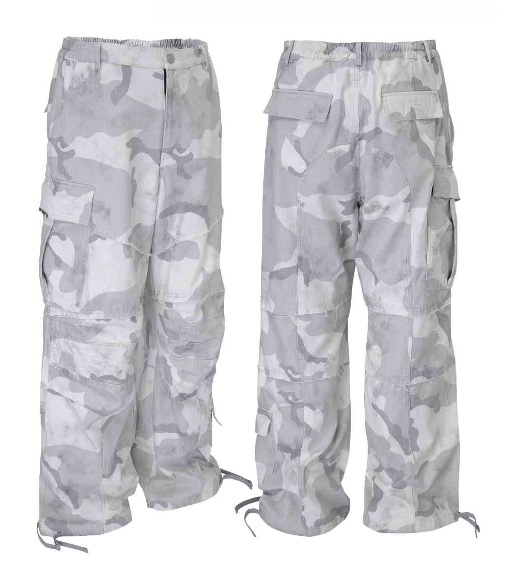 F2CE Gray White Camouflage Baggy Cargo Pants | Face 3 Face