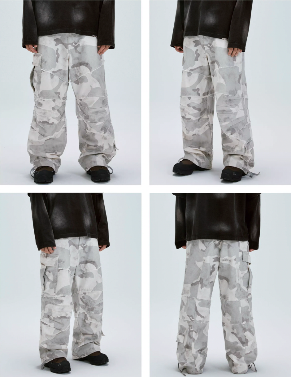 F2CE Gray White Camouflage Baggy Cargo Pants | Face 3 Face