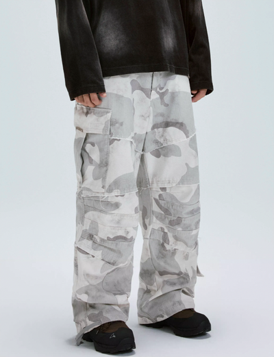 F2CE Gray White Camouflage Baggy Cargo Pants | Face 3 Face