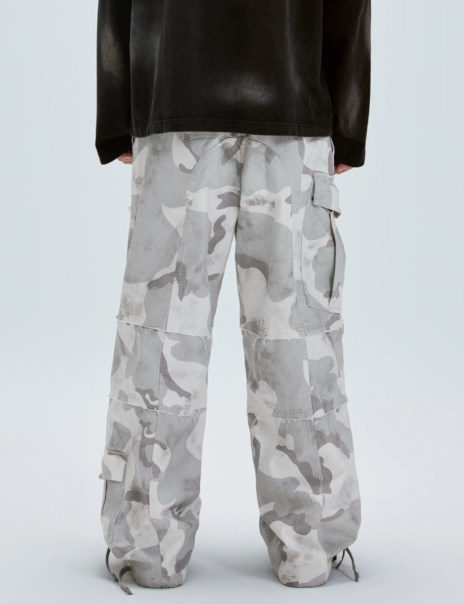 F2CE Gray White Camouflage Baggy Cargo Pants | Face 3 Face