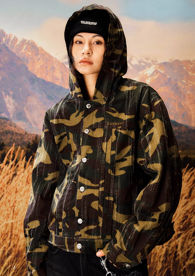 YADcrew Camouflage Scratch Hooded Jacket | Face 3 Face