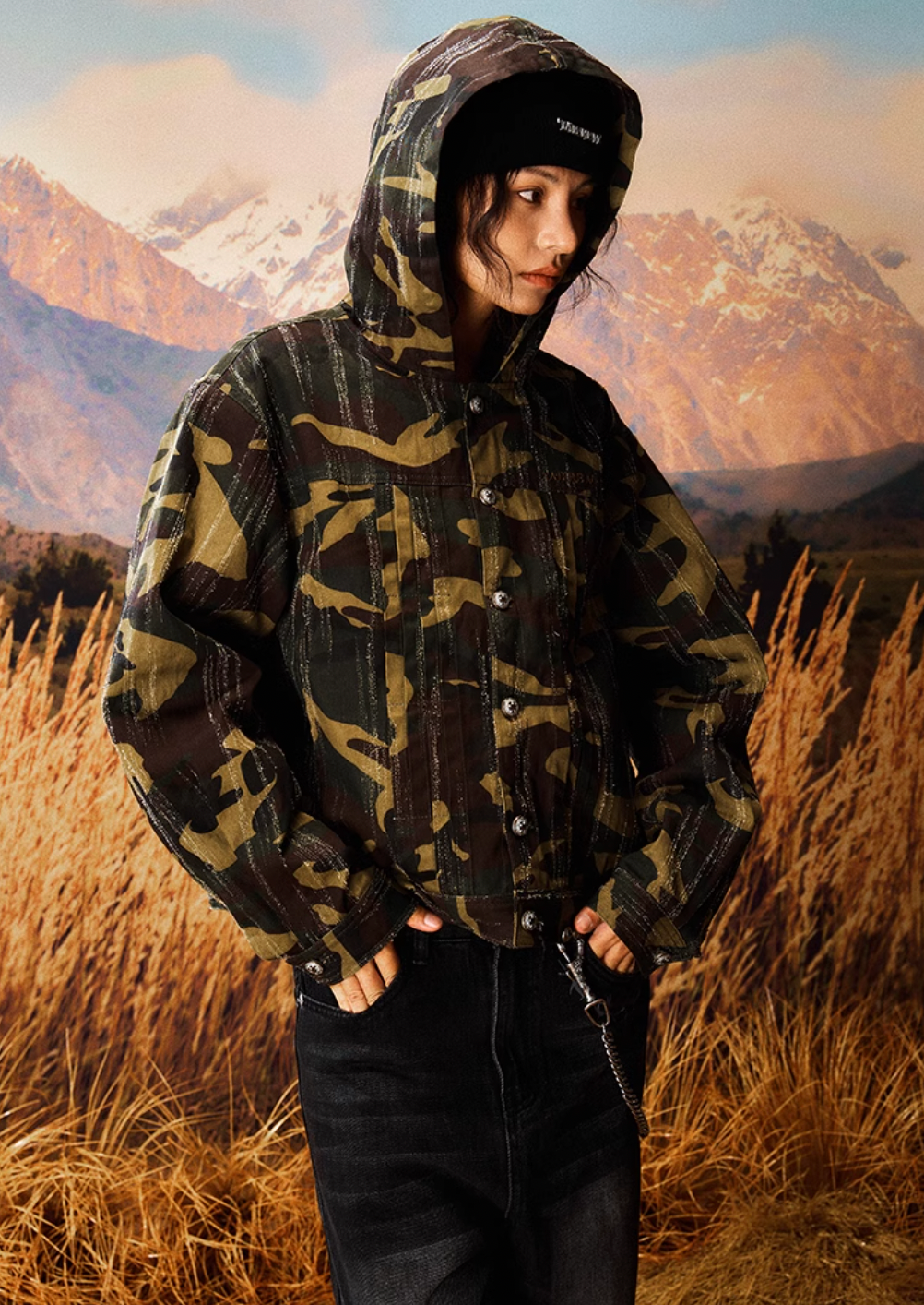 YADcrew Camouflage Scratch Hooded Jacket | Face 3 Face