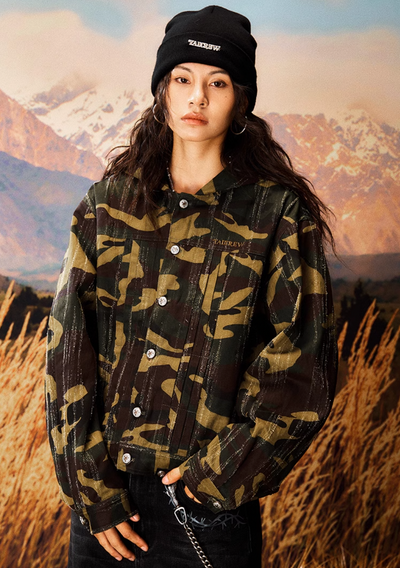 YADcrew Camouflage Scratch Hooded Jacket | Face 3 Face