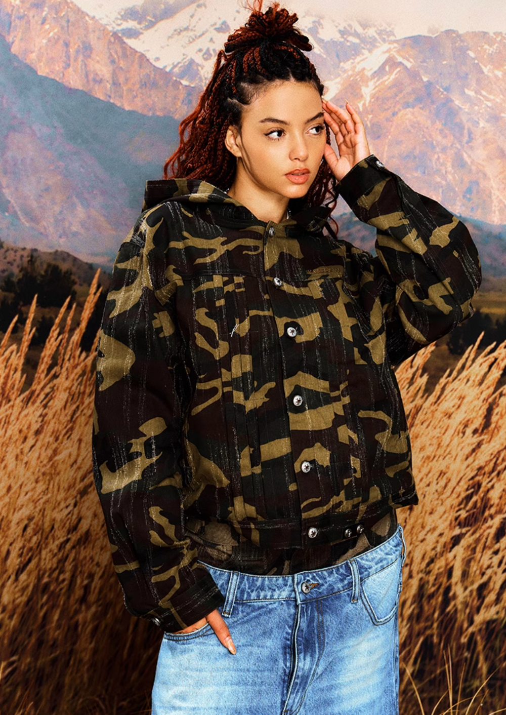 YADcrew Camouflage Scratch Hooded Jacket | Face 3 Face