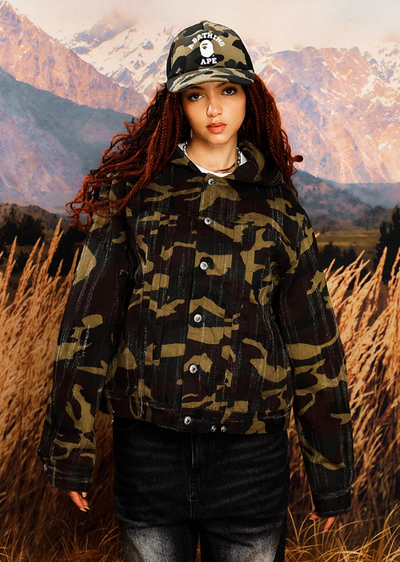 YADcrew Camouflage Scratch Hooded Jacket | Face 3 Face