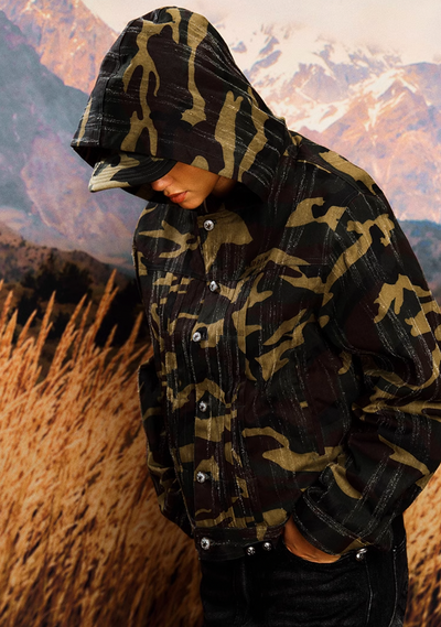 YADcrew Camouflage Scratch Hooded Jacket | Face 3 Face