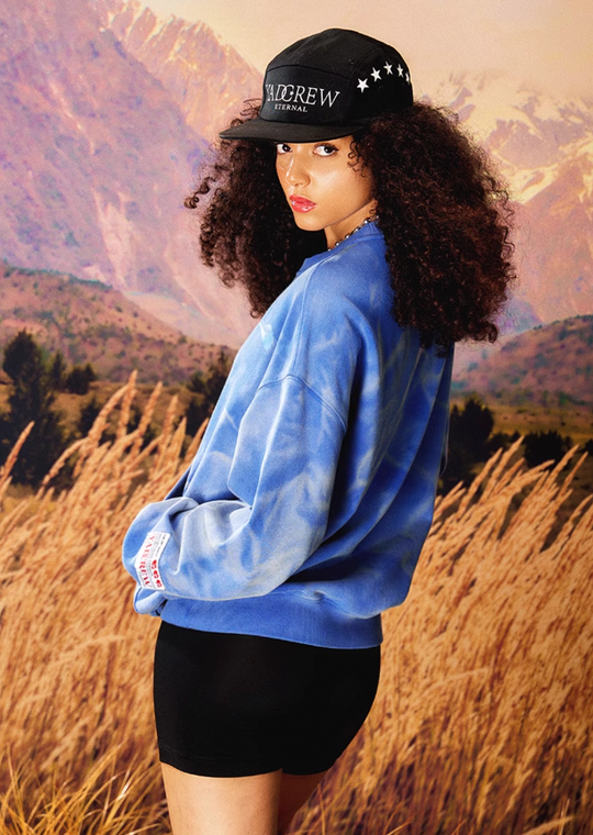 YADcrew Washed Patch Angel Embroidery Printed Sweatshirt | Face 3 Face