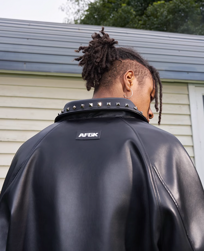 AFGK Shiny Rivets Zip Up Leather Jacket | Face 3 Face