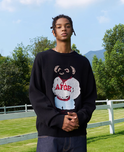 AFGK Bear Jacquard Knit Sweater | Face 3 Face