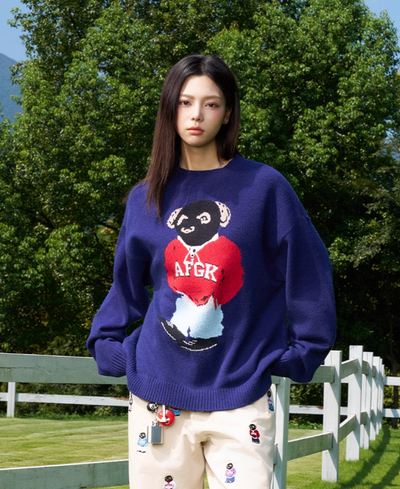 AFGK Bear Jacquard Knit Sweater | Face 3 Face