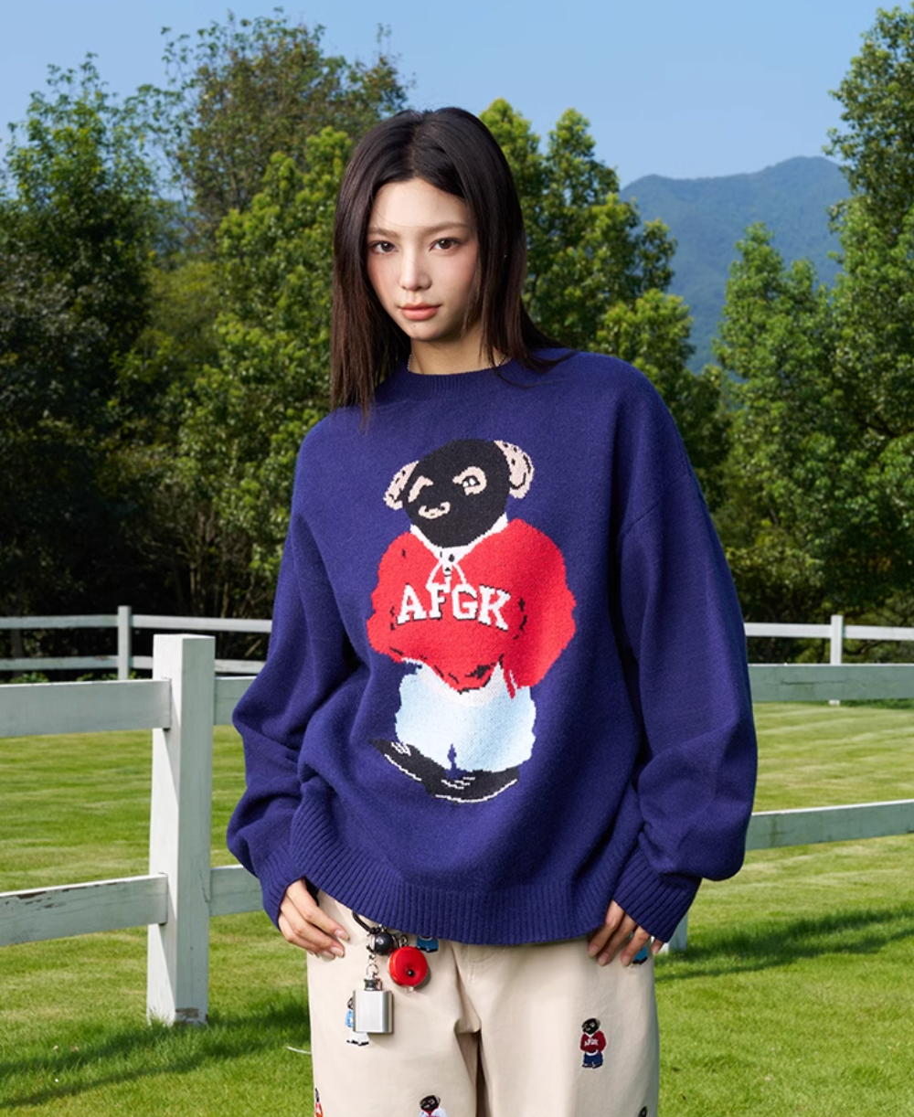 AFGK Bear Jacquard Knit Sweater | Face 3 Face