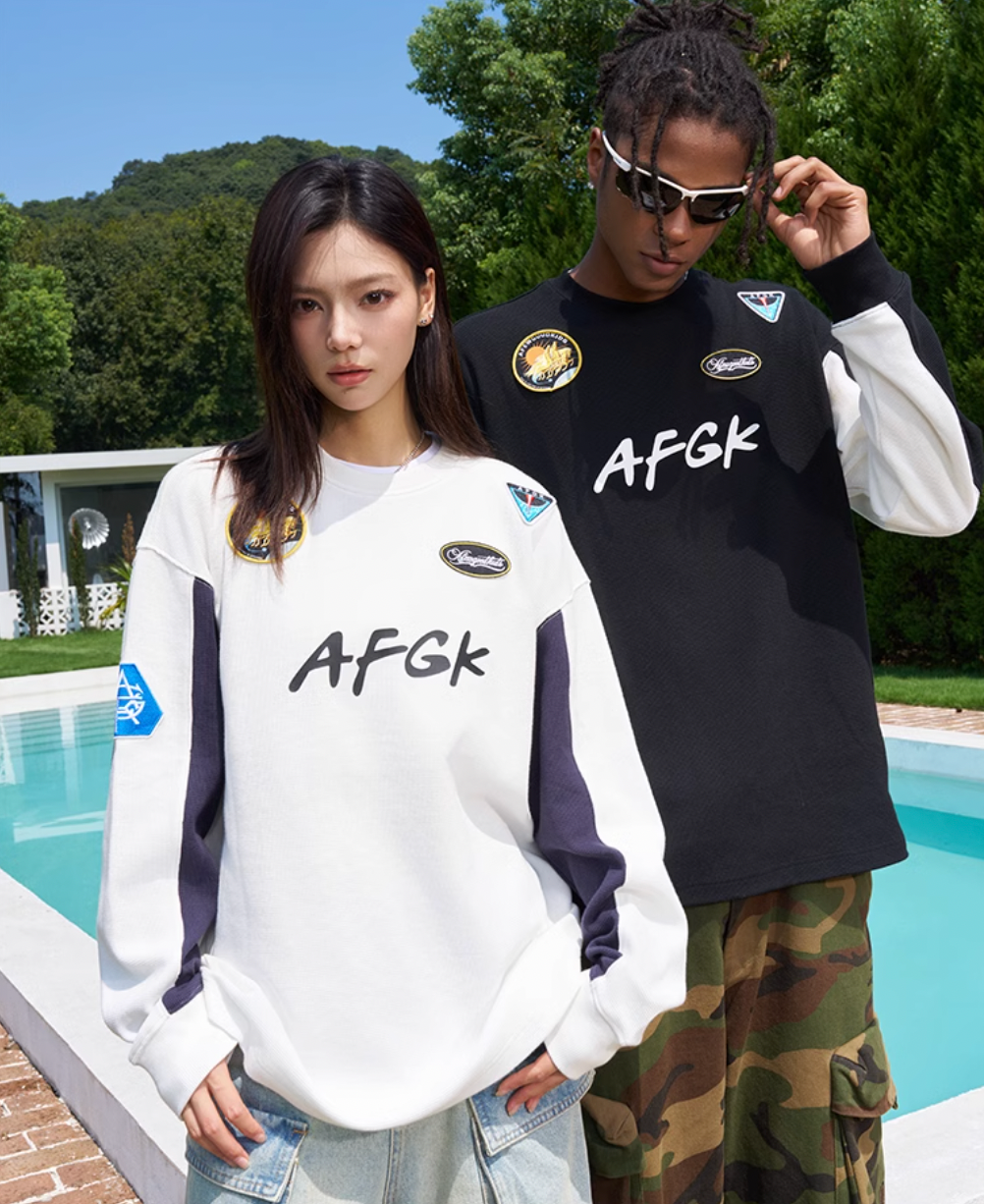 AFGK Badge Waffle Stitching Jersey Long Sleeved Tee | Face 3 Face