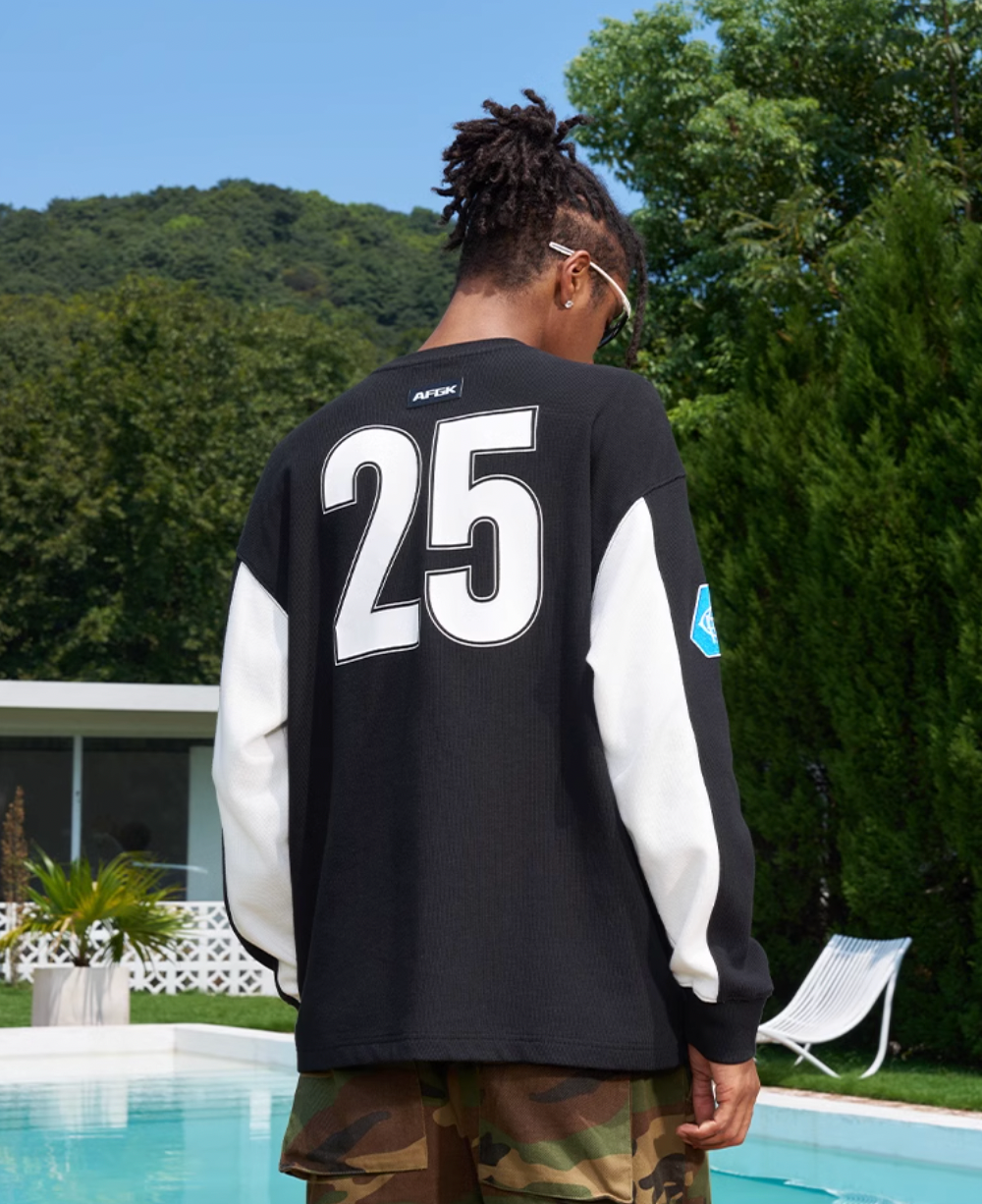AFGK Badge Waffle Stitching Jersey Long Sleeved Tee | Face 3 Face