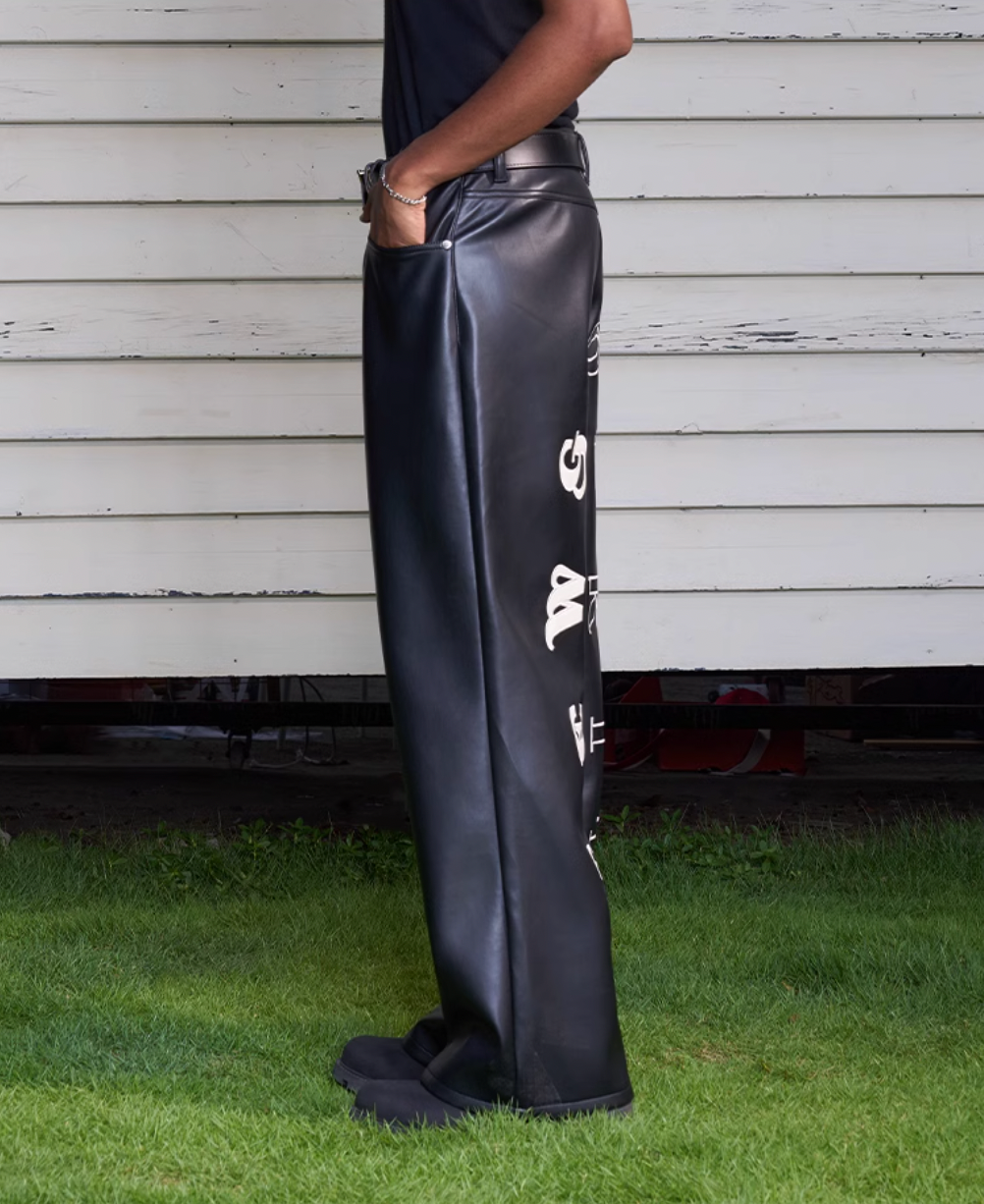 AFGK Punk Embroidery Leather Pants | Face 3 Face