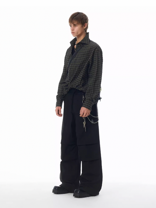 JHYQ Vintage Plaid Patchwork Long Sleeved Shirt | Face 3 Face