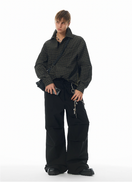 JHYQ Vintage Plaid Patchwork Long Sleeved Shirt | Face 3 Face