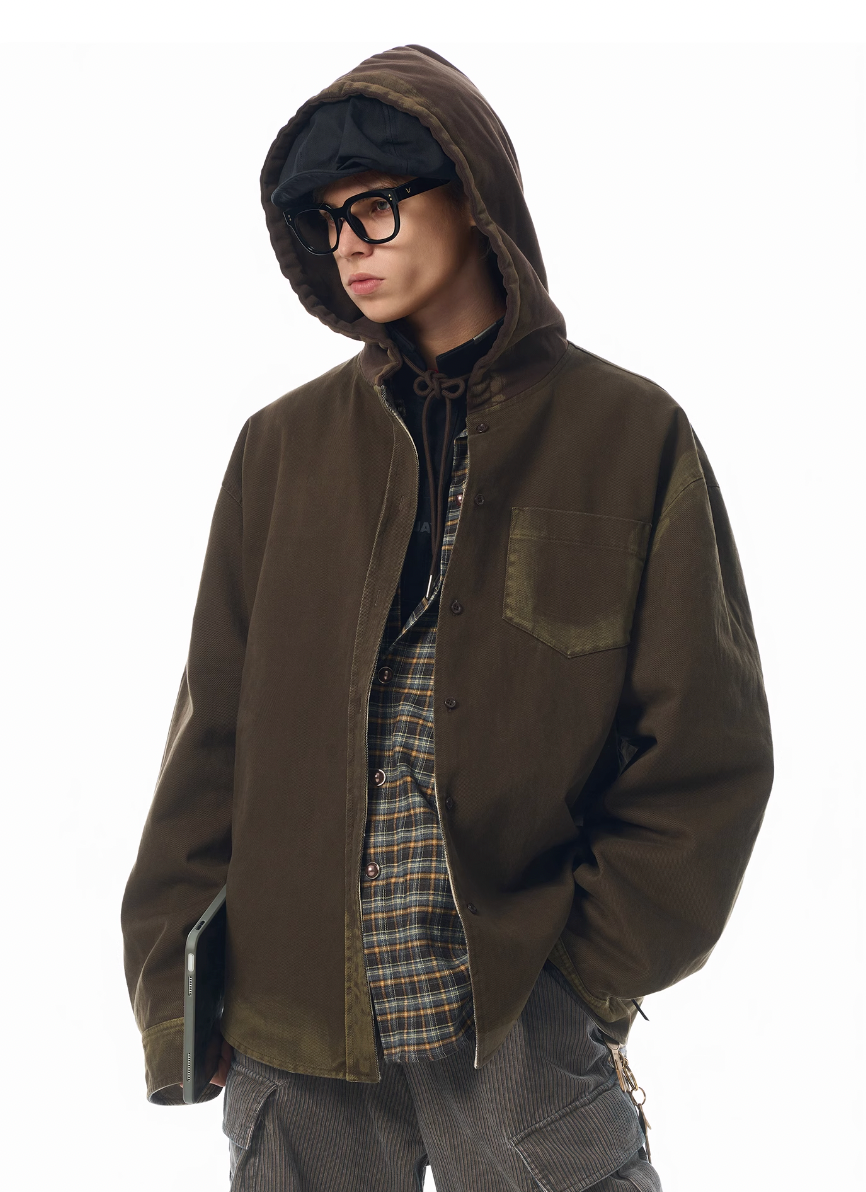 JHYQ Reversible 2WAY Hooded Plaid Shirt jacket | Face 3 Face