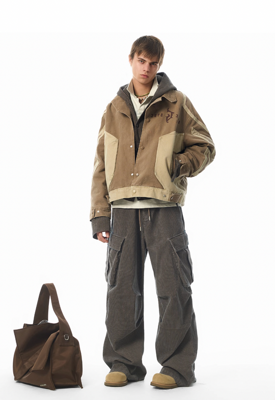 JHYQ Contrast Color Stitching Canvas Work Jacket | Face 3 Face