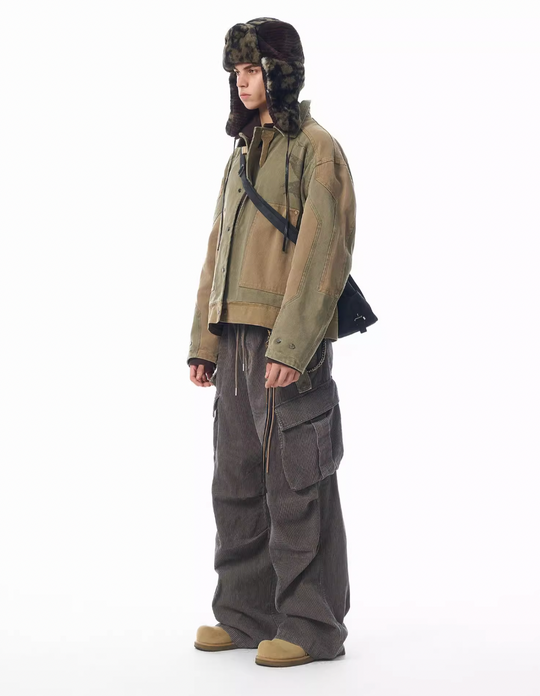 JHYQ Contrast Color Stitching Printed Canvas Work Jacket | Face 3 Face