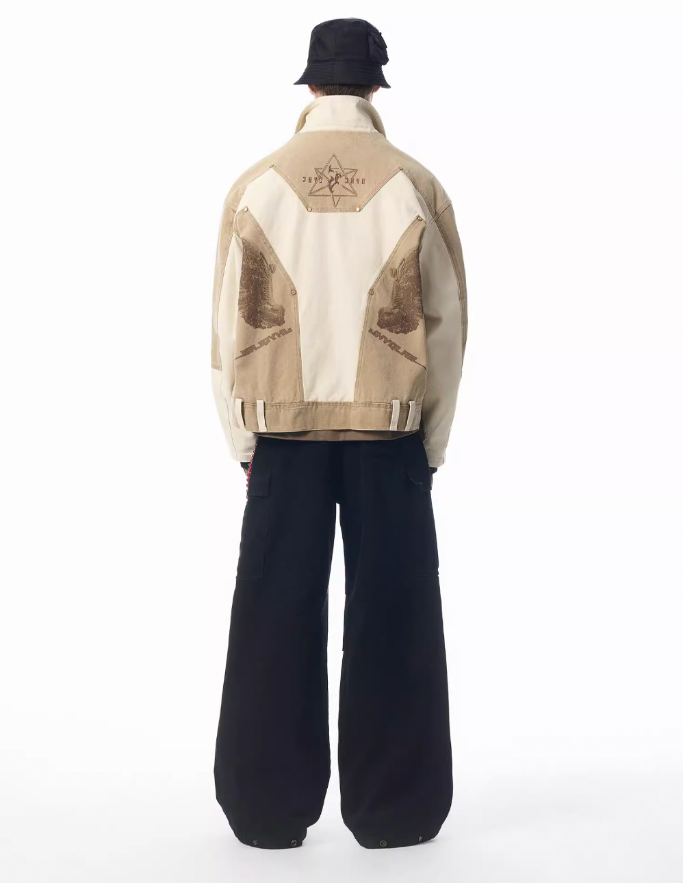 JHYQ Contrast Color Stitching Printed Canvas Work Jacket | Face 3 Face