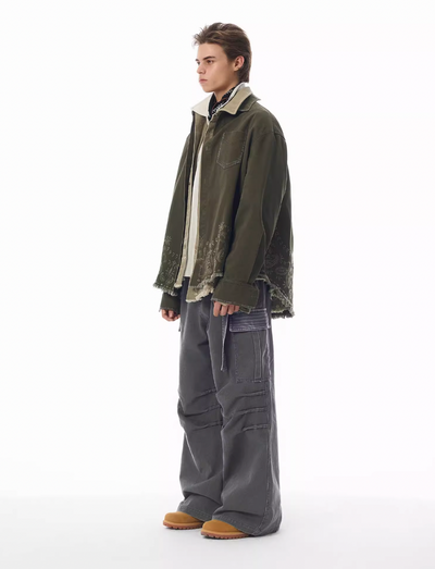 JHYQ Contrast Color Pleated Baggy Cargo Pants | Face 3 Face