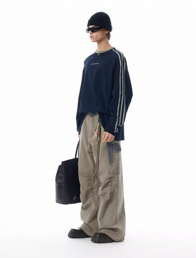 JHYQ Contrast Color Pleated Baggy Cargo Pants | Face 3 Face