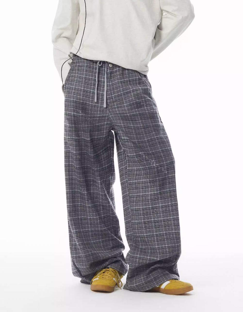 JHYQ Plaid Draped Baggy Pants | Face 3 Face