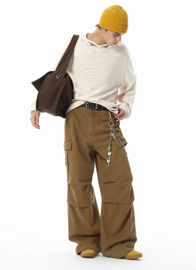 JHYQ Washed Pleated Work Baggy Cargo Pants | Face 3 Face