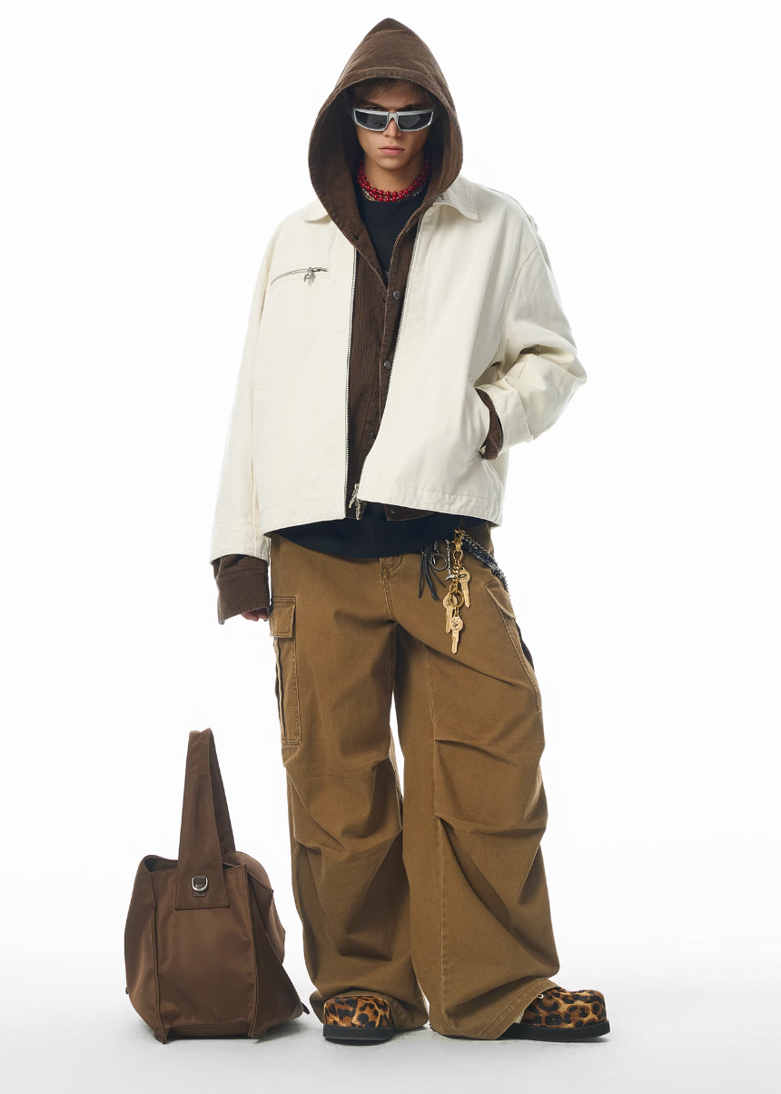 JHYQ Washed Pleated Work Baggy Cargo Pants | Face 3 Face