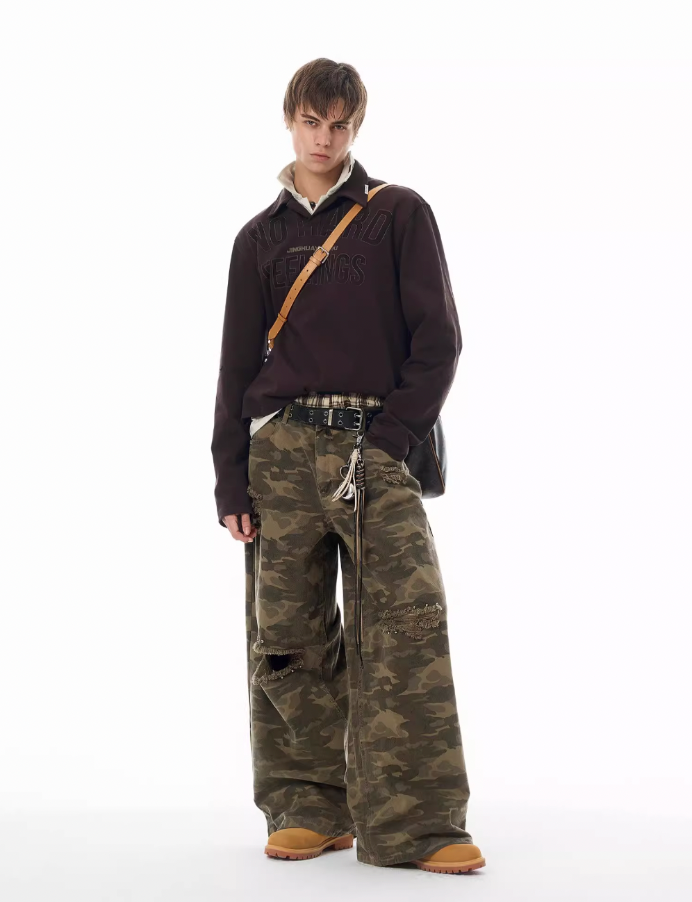 JHYQ Broken Hole Abrasion Camouflage Baggy Work Pants | Face 3 Face