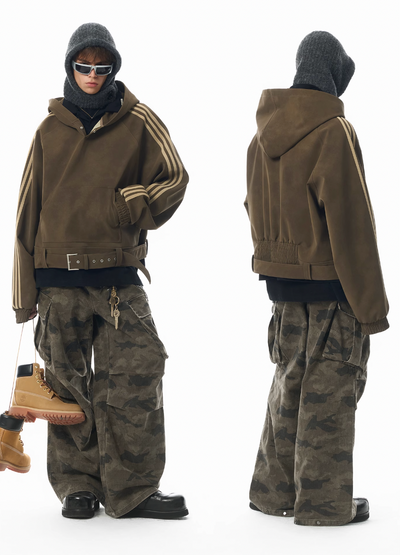 JHYQ Pleated Light Camouflage Adjustable Leg Baggy Cargo Pants | Face 3 Face