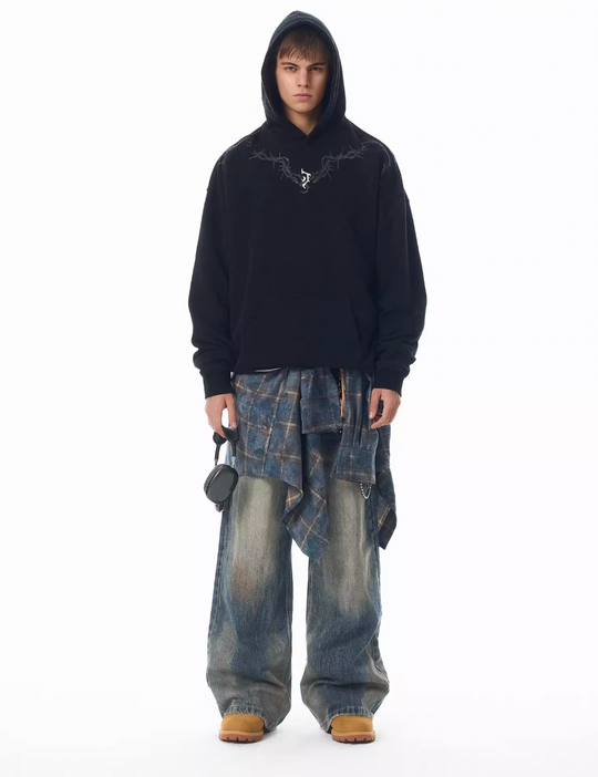 JHYQ Blue Dirty Dye Straight Washed Baggy Jeans | Face 3 Face