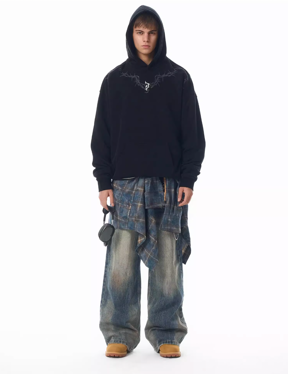 JHYQ Blue Dirty Dye Straight Washed Baggy Jeans | Face 3 Face