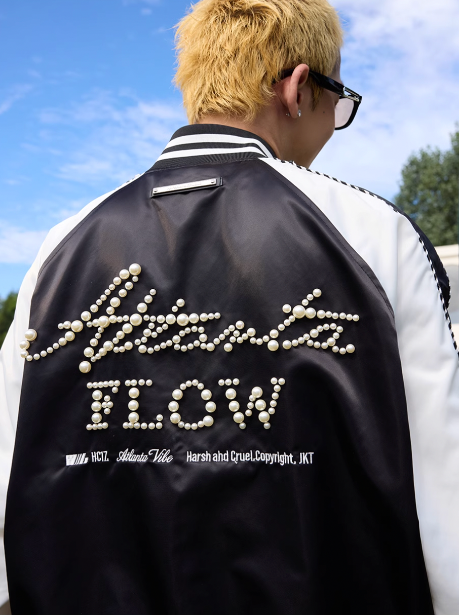 Harsh and Cruel Vintage Pearl Embroidered Baseball Jacket | Face 3 Face