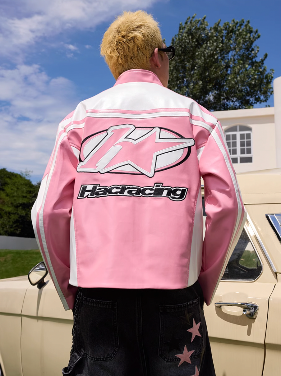 Harsh and Cruel Barbie Pink Embroidered Racing Jacket | Face 3 Face