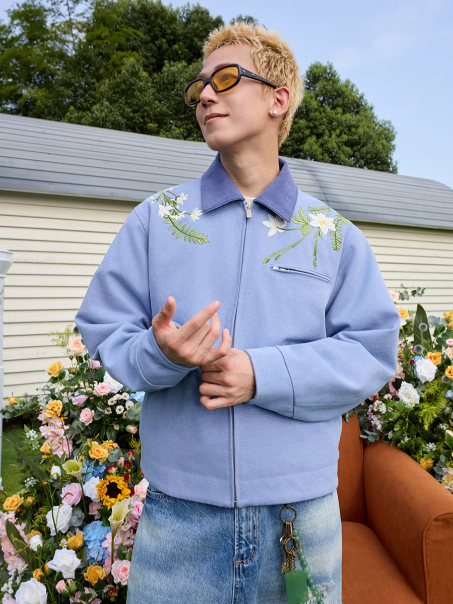 Harsh and Cruel Retro Floral Embroidered Canvas Jacket | Face 3 Face