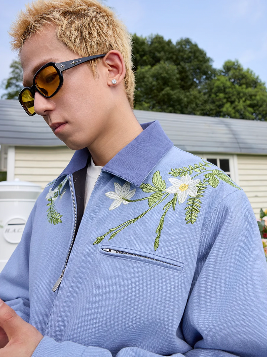 Harsh and Cruel Retro Floral Embroidered Canvas Jacket | Face 3 Face