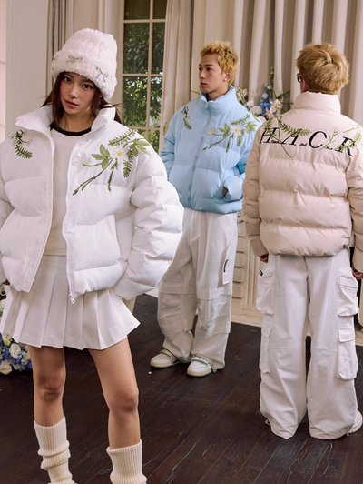 Harsh and Cruel Floral Embroidered Loose Padded Jacket | Face 3 Face