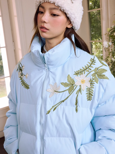 Harsh and Cruel Floral Embroidered Loose Padded Jacket | Face 3 Face