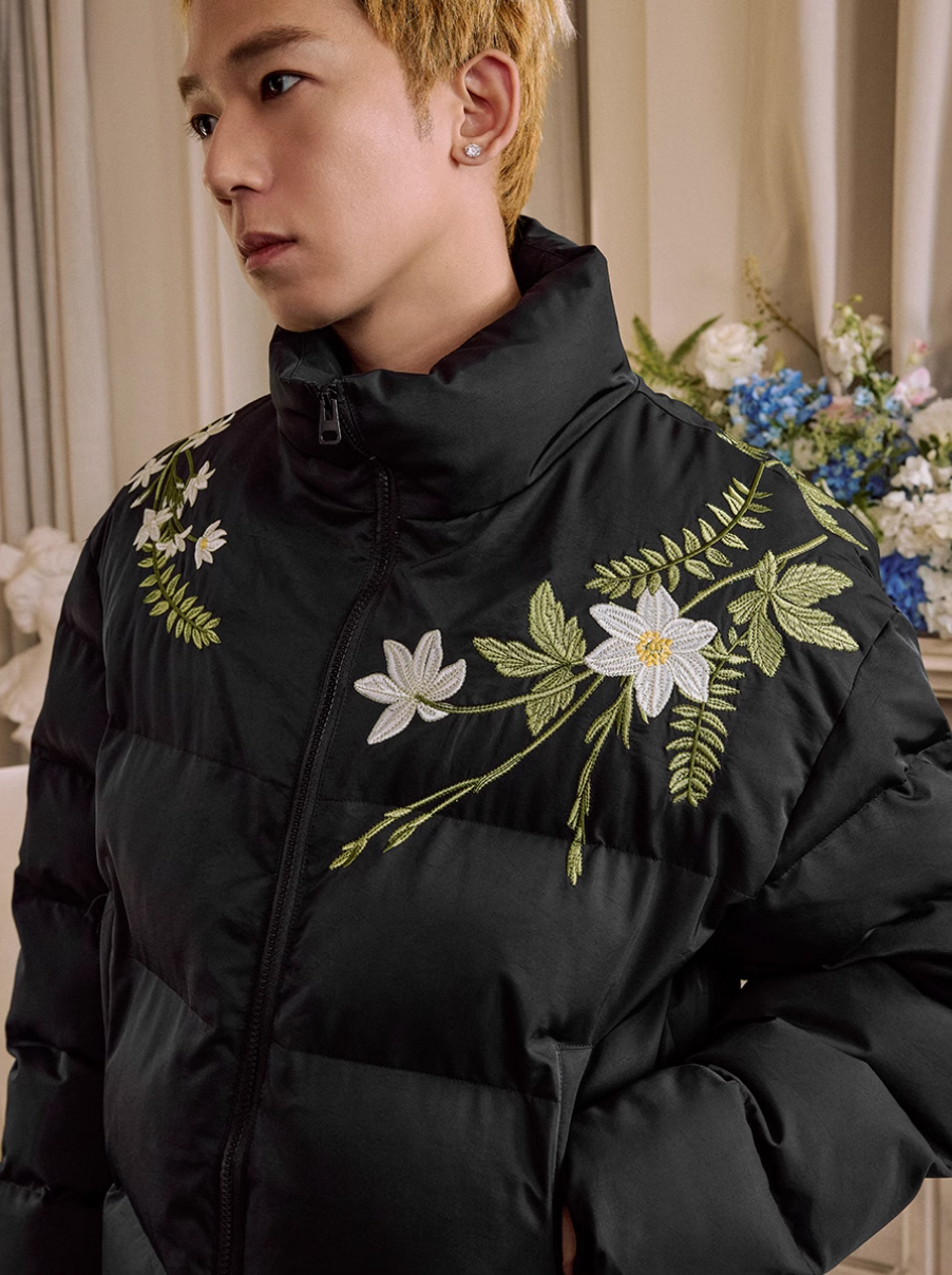 Harsh and Cruel Floral Embroidered Loose Padded Jacket | Face 3 Face