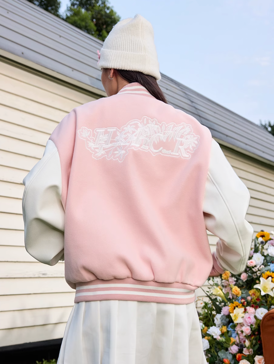 Harsh and Cruel White Lace Floral Embroidered Baseball Jacket | Face 3 Face