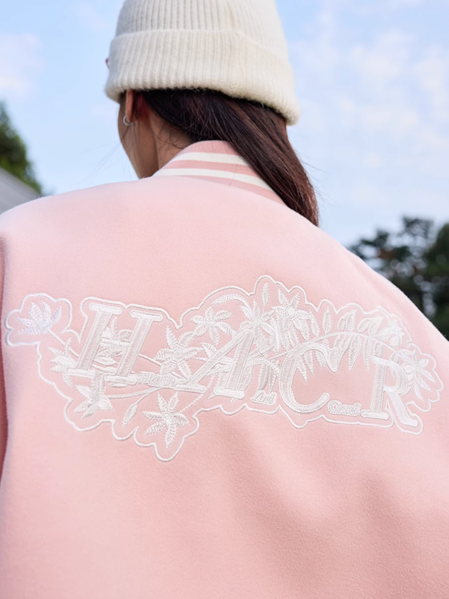 Harsh and Cruel White Lace Floral Embroidered Baseball Jacket | Face 3 Face