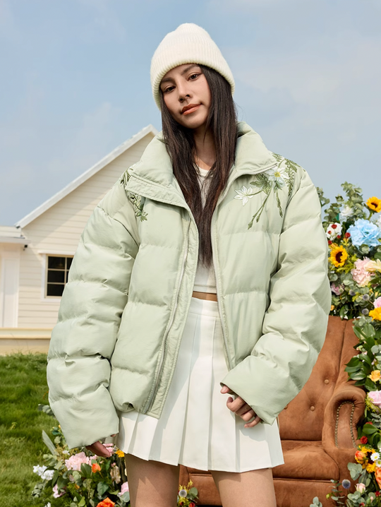 Harsh and Cruel Floral Pearl Embroidery Down Jacket | Face 3 Face