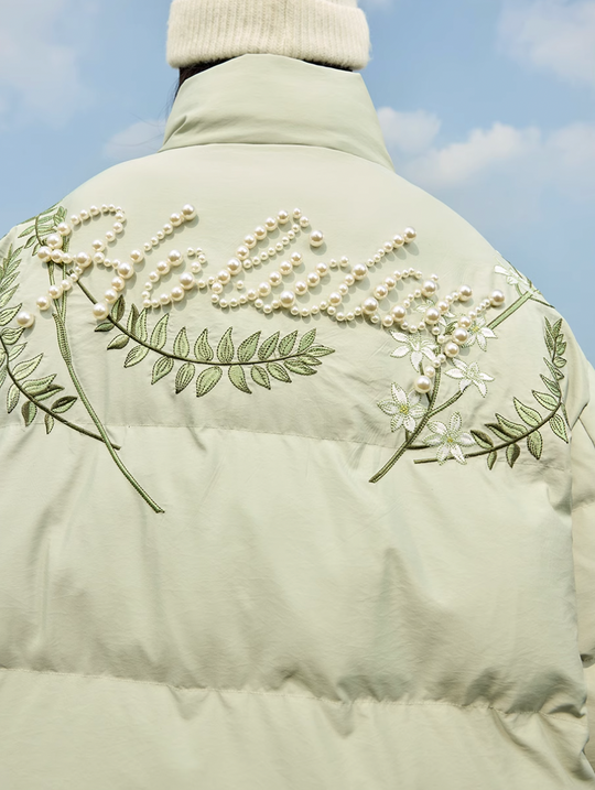 Harsh and Cruel Floral Pearl Embroidery Down Jacket | Face 3 Face