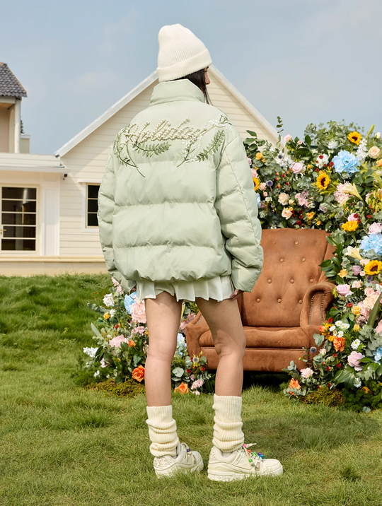 Harsh and Cruel Floral Pearl Embroidery Down Jacket | Face 3 Face