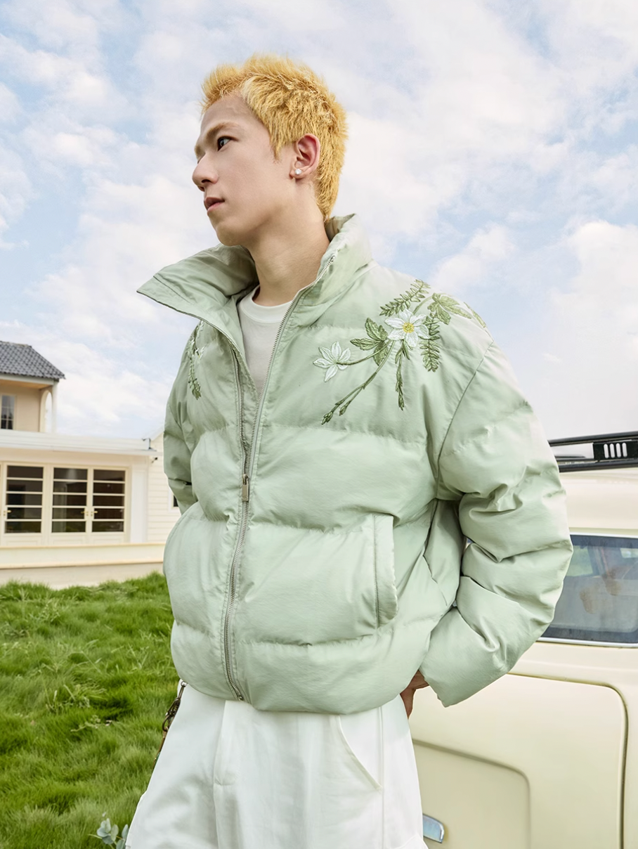 Harsh and Cruel Floral Pearl Embroidery Down Jacket | Face 3 Face