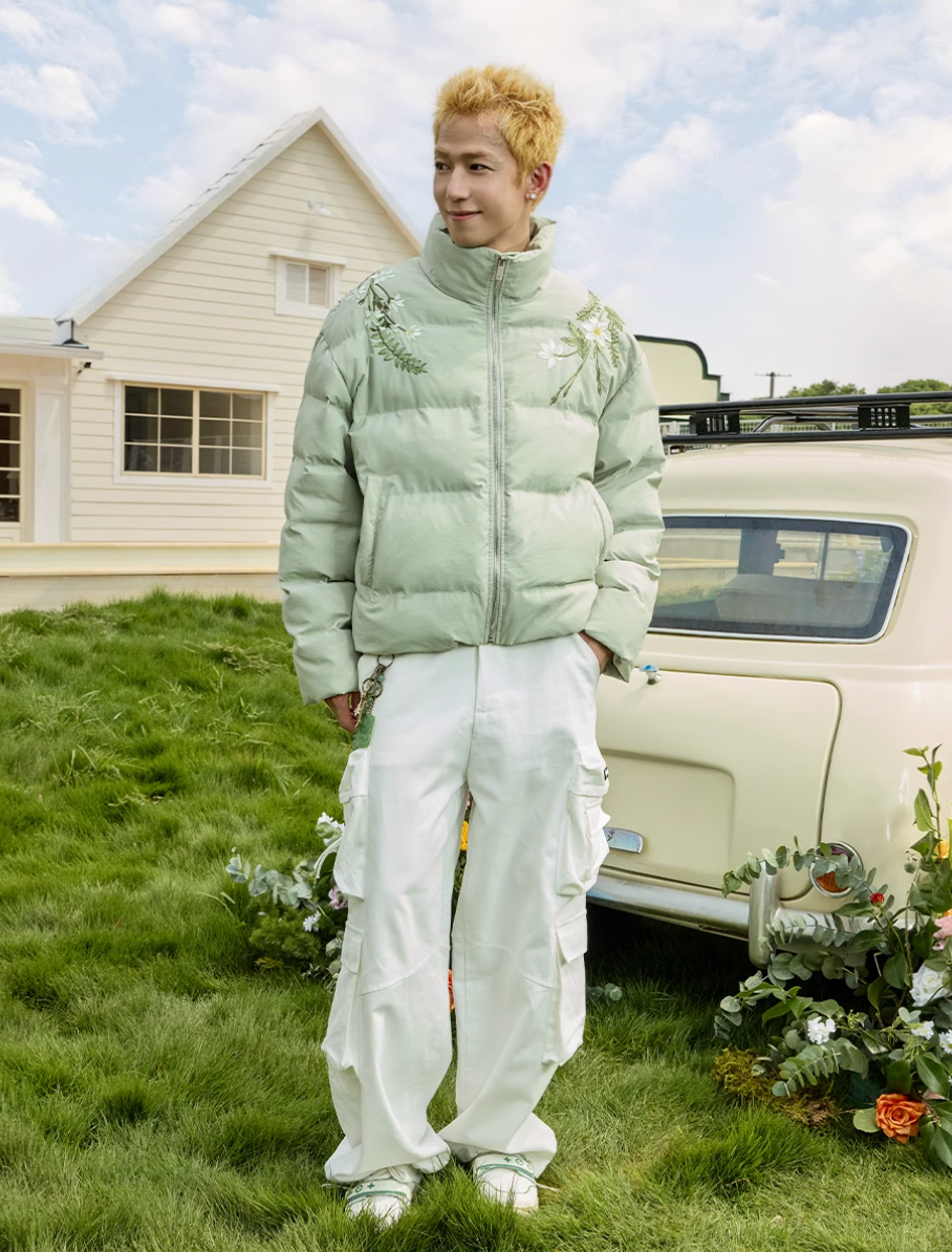 Harsh and Cruel Floral Pearl Embroidery Down Jacket | Face 3 Face